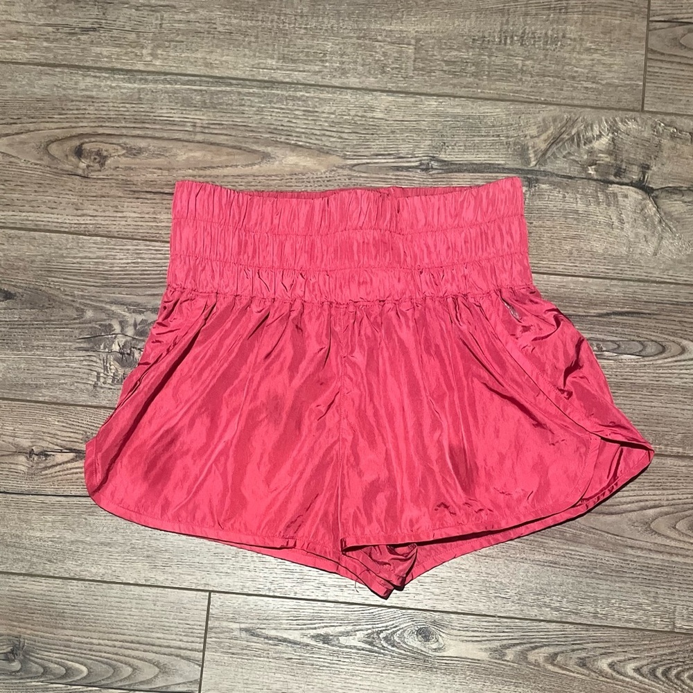 Free people FP movement large pink shiny shorts athletic sexy - Picture 2 of 5